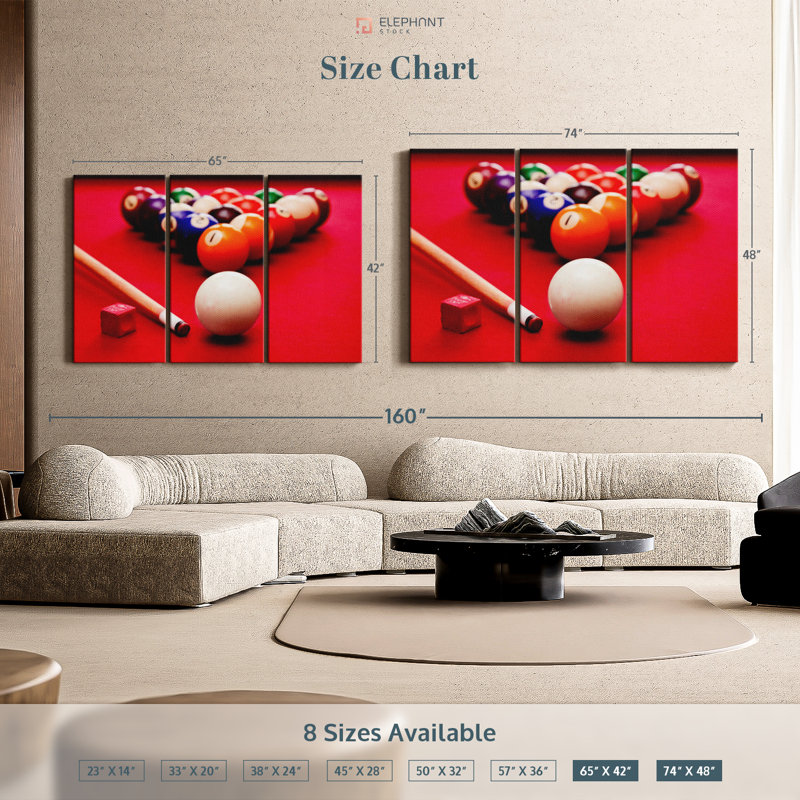 " Pool Table Setup " 3 - Pieces, 48" H x 74" W x 1.25" D