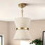 Luminaire suspendu simple en métal 2 lumières avec abat-jour en coton Claretta-271663278