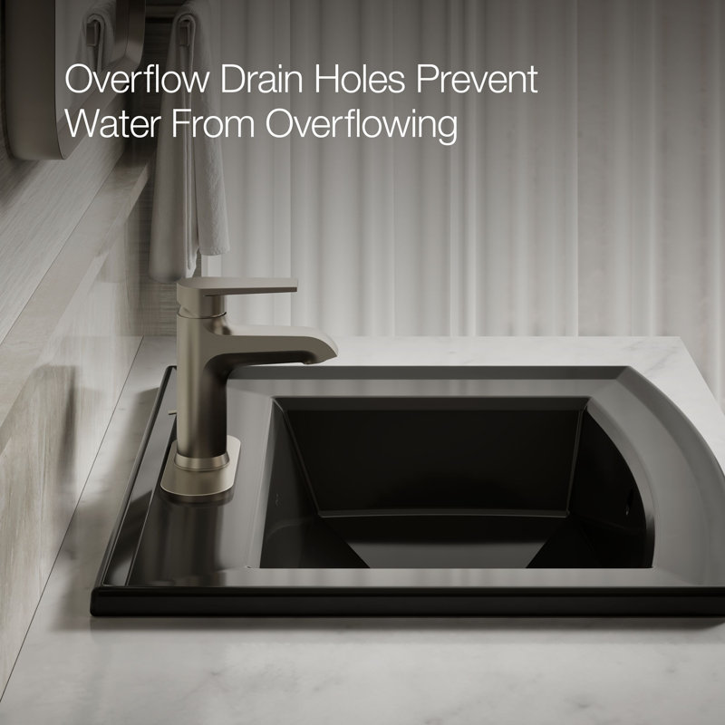 Archer® Vitreous China Rectangular Drop-In Bathroom Sink with Overflow, Black, 4'' Centers