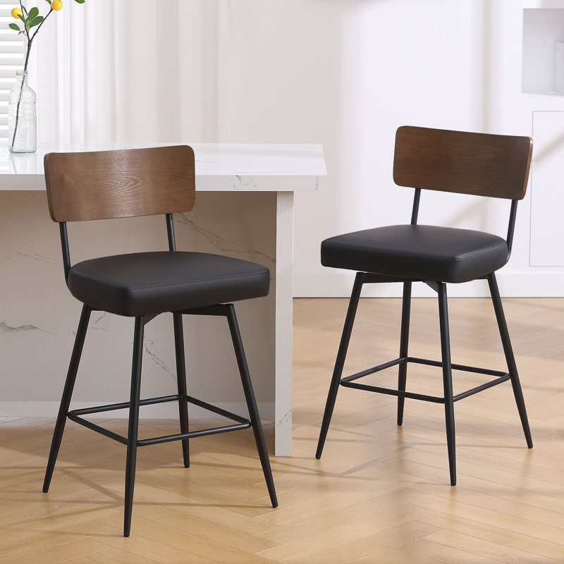 Tabouret de bar et de comptoir pivotant rembourré, Noir, 2, Tabouret de comptoir (siège d'une hauteur de 26 p