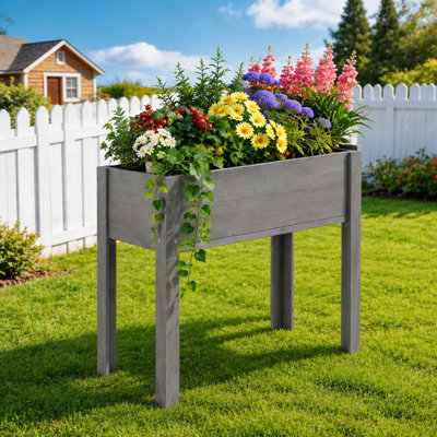 Lit de jardin surélevé avec pieds, boîte à fleurs surélevée en bois