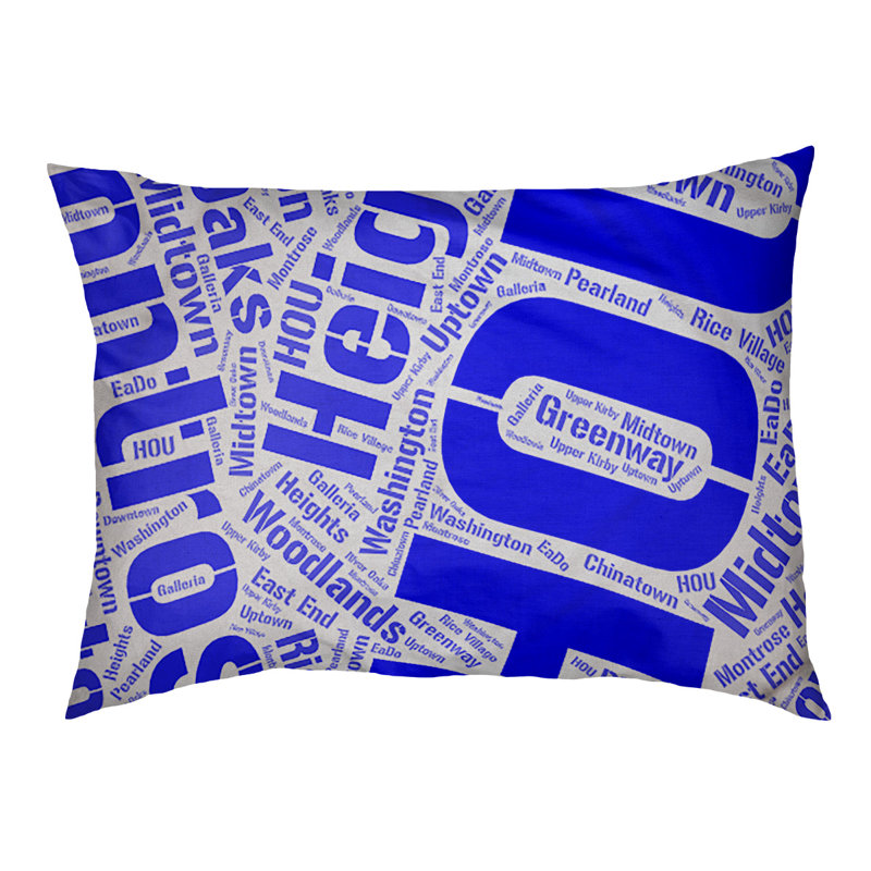 Coussin de chien « districts », Moyen (H 9,5 po x l 28 po x P 18 po), Bleu, Houston