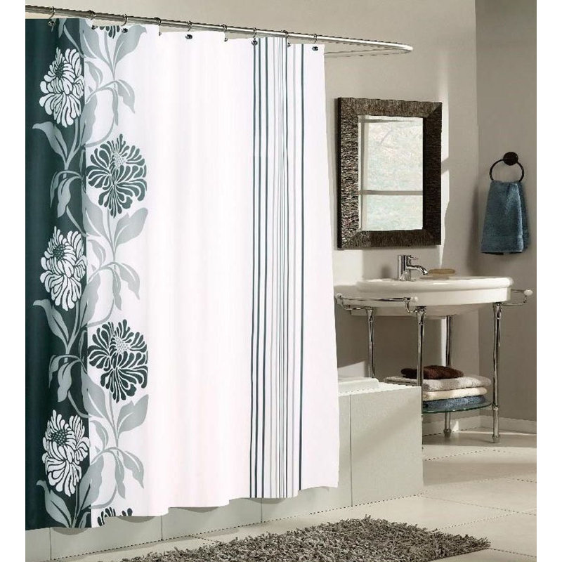 Rideau de douche simple Stoneridge, Noir, H 72 po x l 70 po