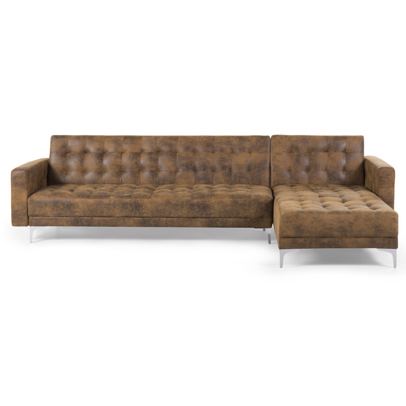 Delia 4 Seater Faux Leather Sofa Bed, Brown