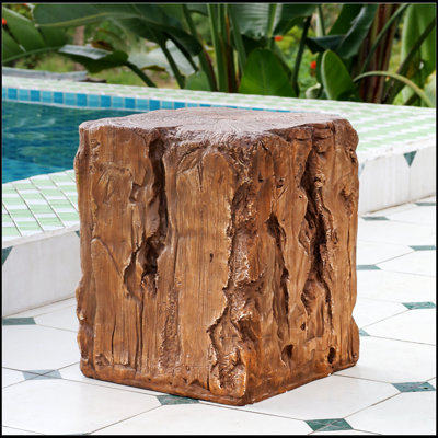 Table d'appoint Amira d'extérieur et d'intérieur en forme de souche MGO, durable et élégante pour divers environnements