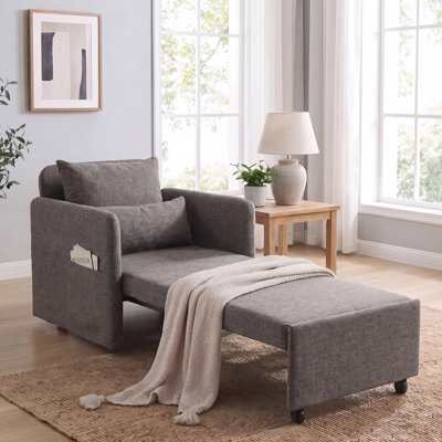 87''L 3-In-1 Convertible Sleeper Chair Bed, 3-Section Extra Length Adjustable Backrest  With 2 Cushions & Storage Bag