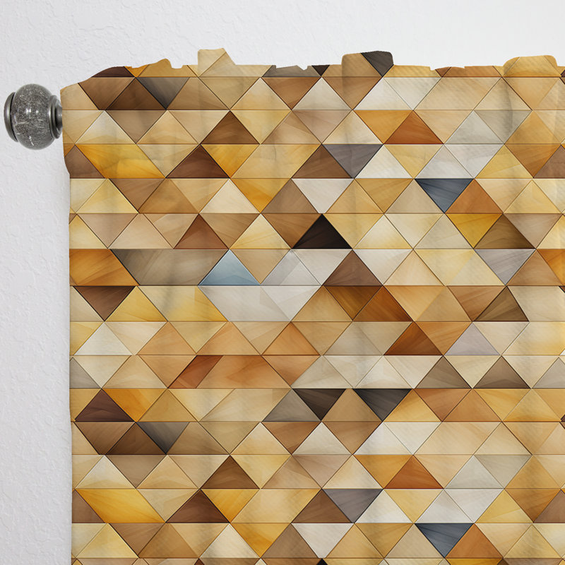 Rideau obscurcissant géométrique abstrait beige et brun - 1 panneau, L 52 po x L 84 po