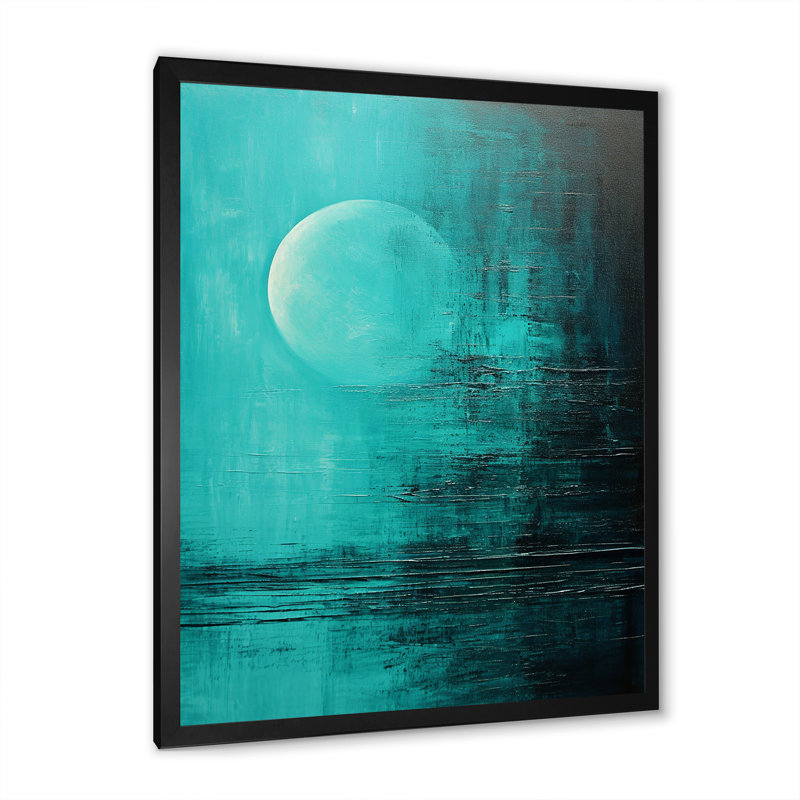 Bleu sarcelle lune tranquillité III, H 20 po x l 12 po x P 1 po, Cadre simple noir
