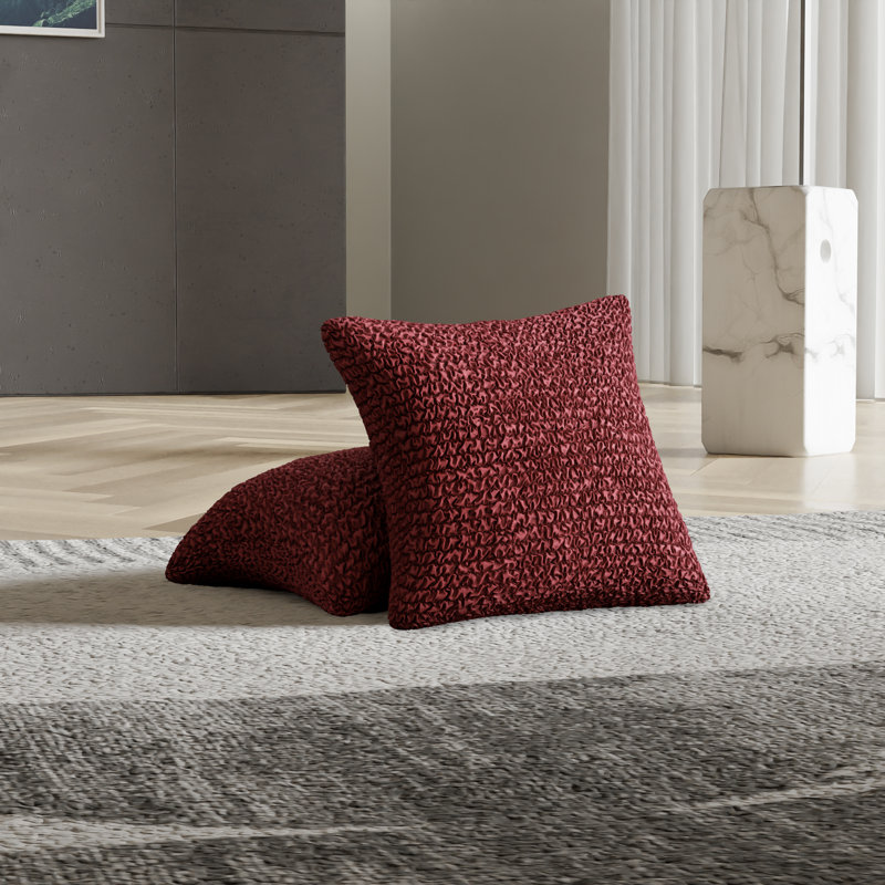 Stretchy Slipcover for Throw Pillow - Easy to Clean & Durable - Comfort Collection, Burgundy