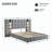 wide headboard Upholstered bed with reading lamp and USB port-1001742397