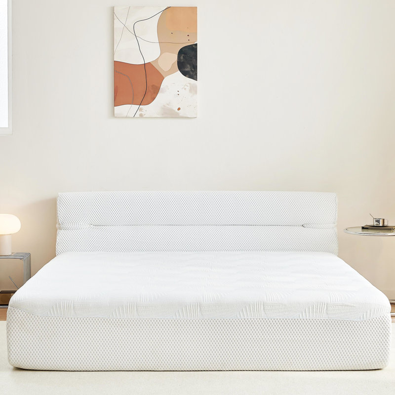 15 - Inch All In One Full Mattress & Bed Frame With Cooling Functionality, Soft Foam Sponge, No Assembly For Apartment Size Foam, Stability, Non Slip Bedroom