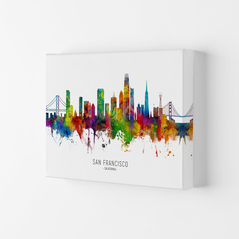 San Francisco California Skyline by Michael Tompsett - Print, 42cm H x 59.4cm W x 4cm D, Wrapped Canvas