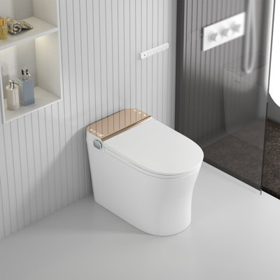 Smart Toilet With Auto Open/close Lid - Ada Height Heated Seat, Warm Water Bidet, Dryer, Foam Shield, Night Light, Dual Auto Flush, Foot Sensor, Modern Elongated One-piece Toilet For Bathrooms