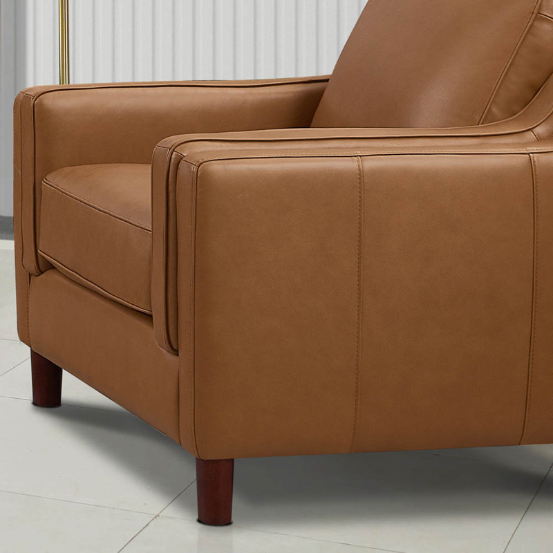 Pearlena Top Grain Leather Chair, Cognac Genuine Leather
