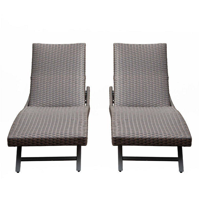 Chaise longue d'extérieur en osier 2 pièces