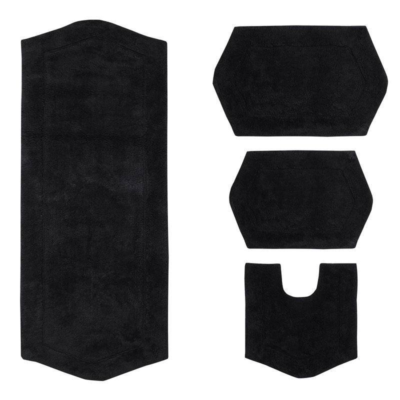 Morissette 4 Piece Bath Rug Set, Black
