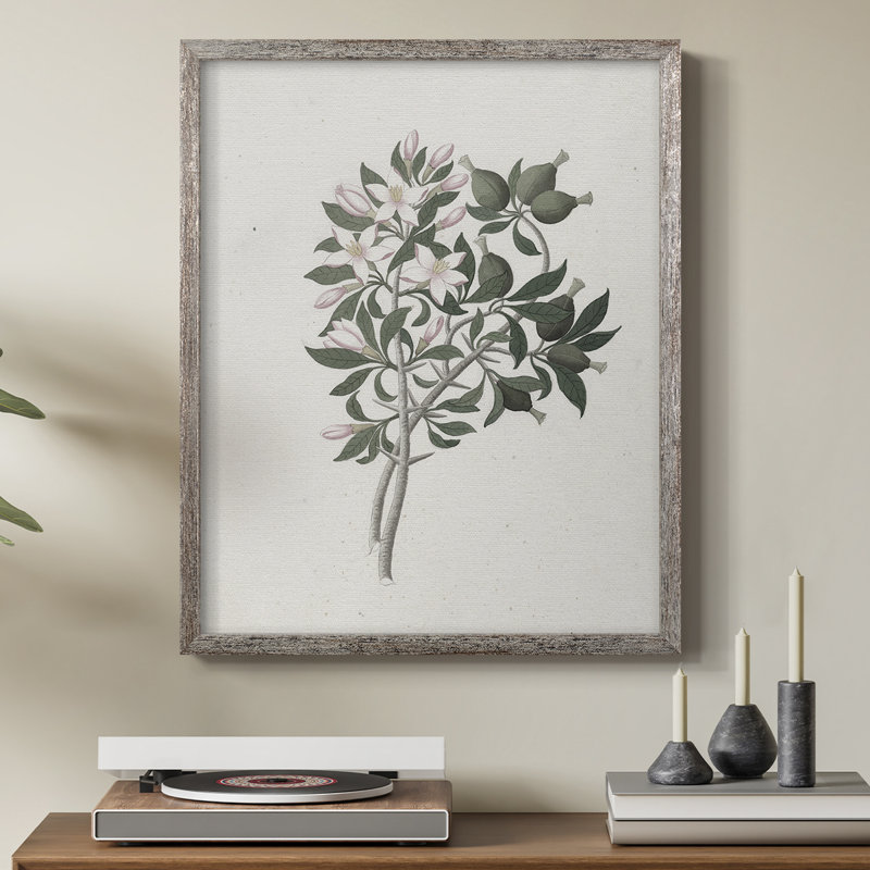 Impression florale vintage encadrée CLxxx - bois massif, H 21 po x l 17 po