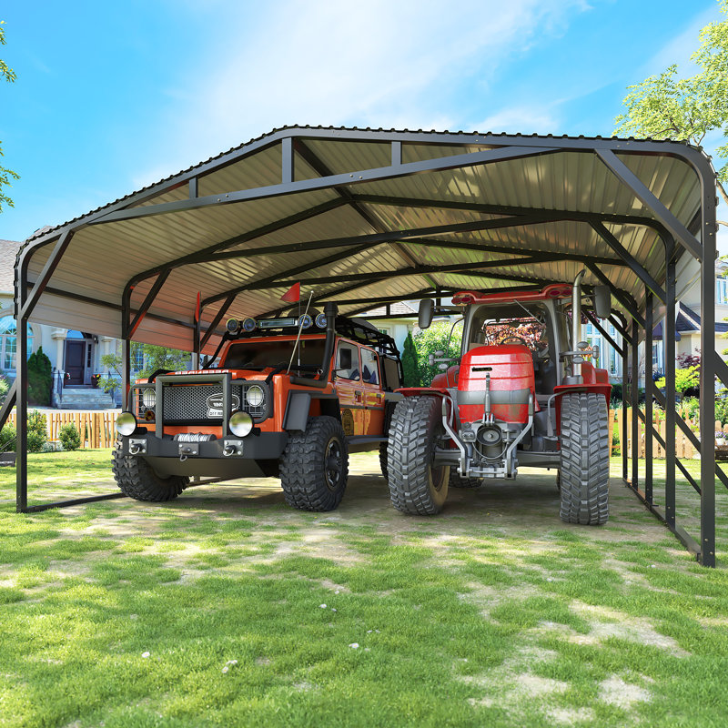 VIWAT Heavy-Duty Galvanized Steel Carport with Upgraded Structure, All-Weather Outdoor Canopy Shelter, 20x20
