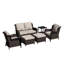 Ensemble de conversation de patio en osier 6 pièces, causeuse, chaises, repose-pieds et table d'appoint avec coussins 6 pièces PE-130126763