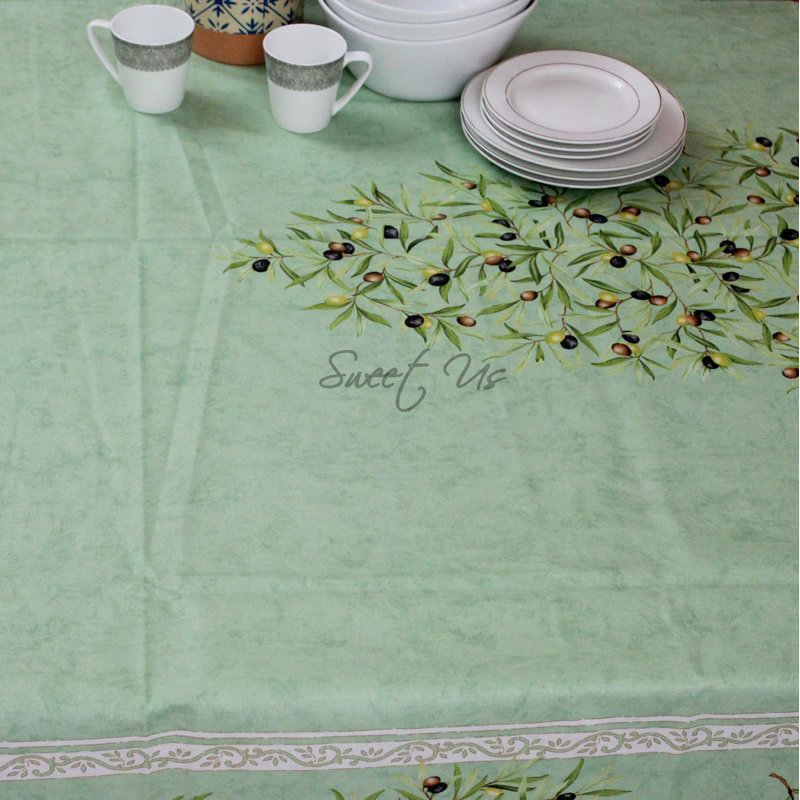 Bonnetsville Floral 100% Cotton Tablecloth, 1, Green