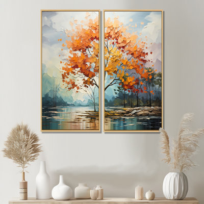 Orange Maple Trees Majestic I - Peach Traditional Wall Decor