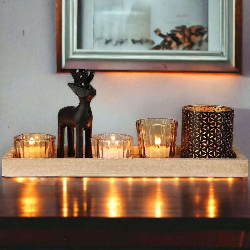 6 Piece Tabletop Tealight Holder Set with Candle Included