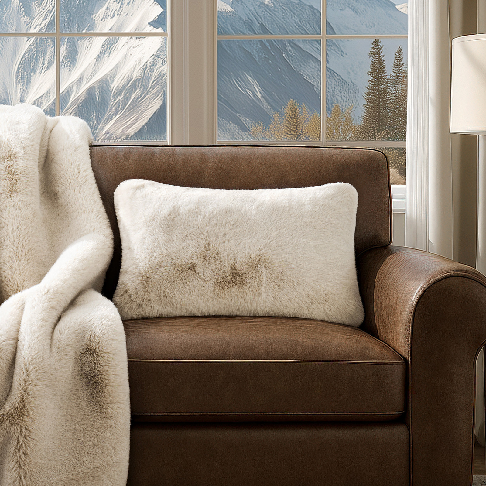 Pillow Cover, Silver Taupe Mink, Rectangle 12" H x 20" W
