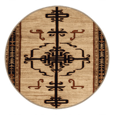 Machine Washable Art Deco Beige Area Rug
