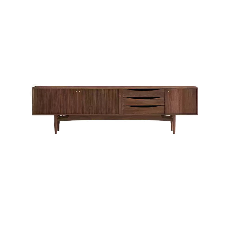 Nordic style TV stand, Dark Brown Wood