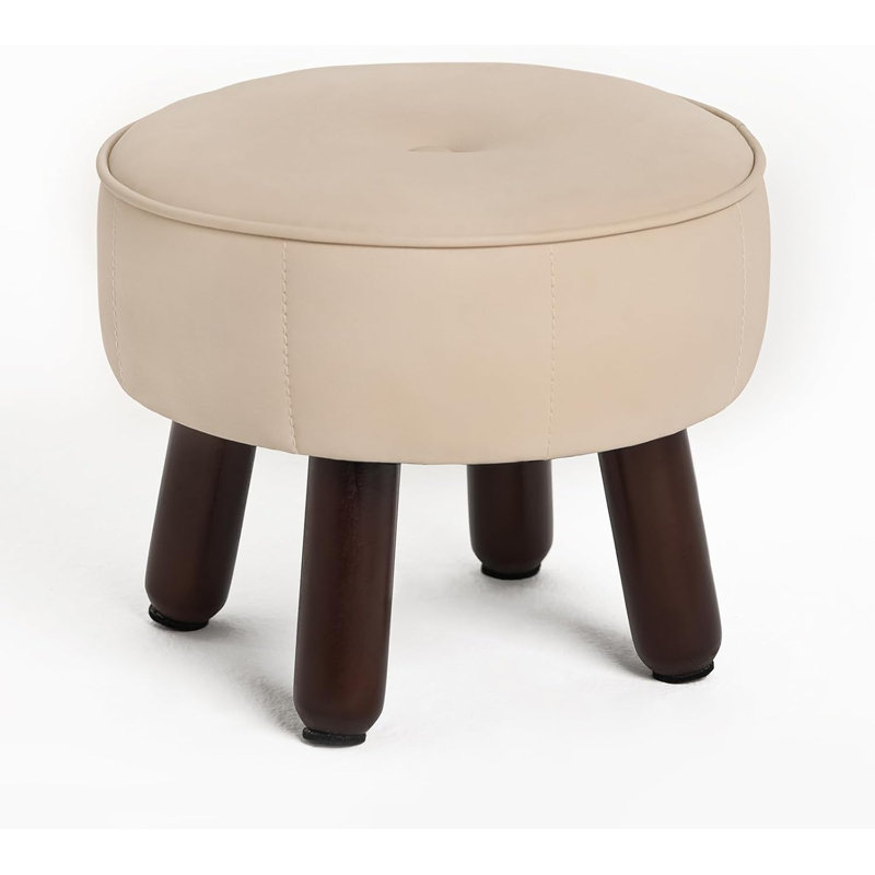 Petit repose-pieds en cuir 13 po x 10 po beige