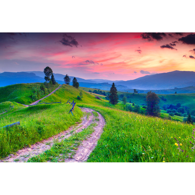 Beautiful Summer Sunrise In The Mountain Village by Andrew_Mayovskyy - Wrapped Canvas Print, 61cm H x 91cm W x 3.8cm D