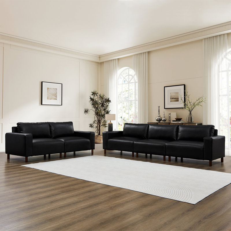 Ensemble de canapé et causeuse rembourrés pour le salon, appartement, Black