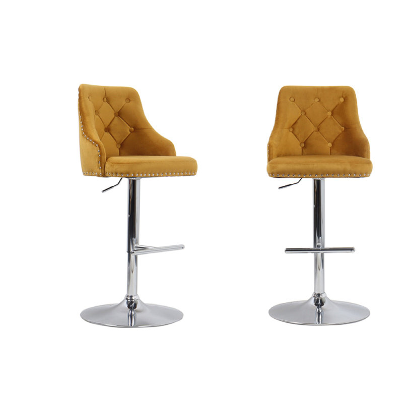 Pari Swivel Upholstered Adjustable Height Counter Stool with Metal Frame, Mustard