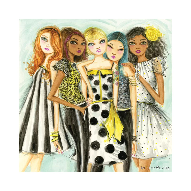 Girls Hang by Bella Pilar - Painting on Canvas, 93.98cm H x 93.98cm W x 1.91cm D, Wrapped Canvas