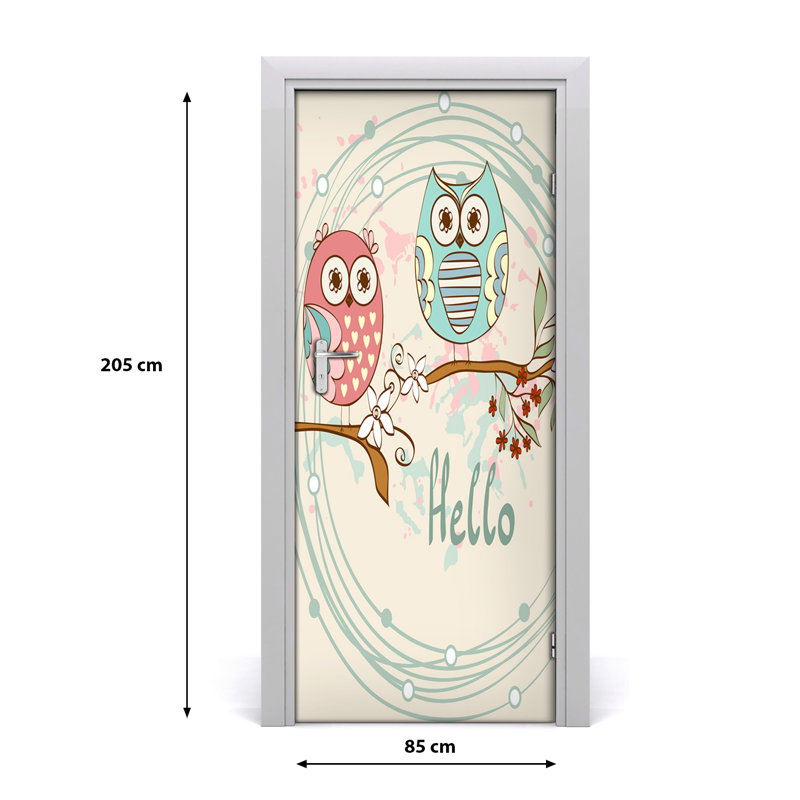 Owl Wall Door Decal, 205cm H x 85cm W