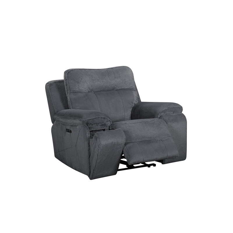 Fauteuil inclinable et oscillant en polyester avec repose-pieds et repose-tête Teddy, gris