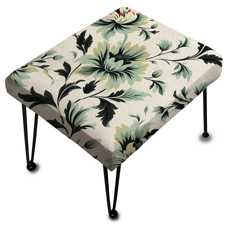Green Sleek Damask Harmony - Damask Rectangle Ottoman