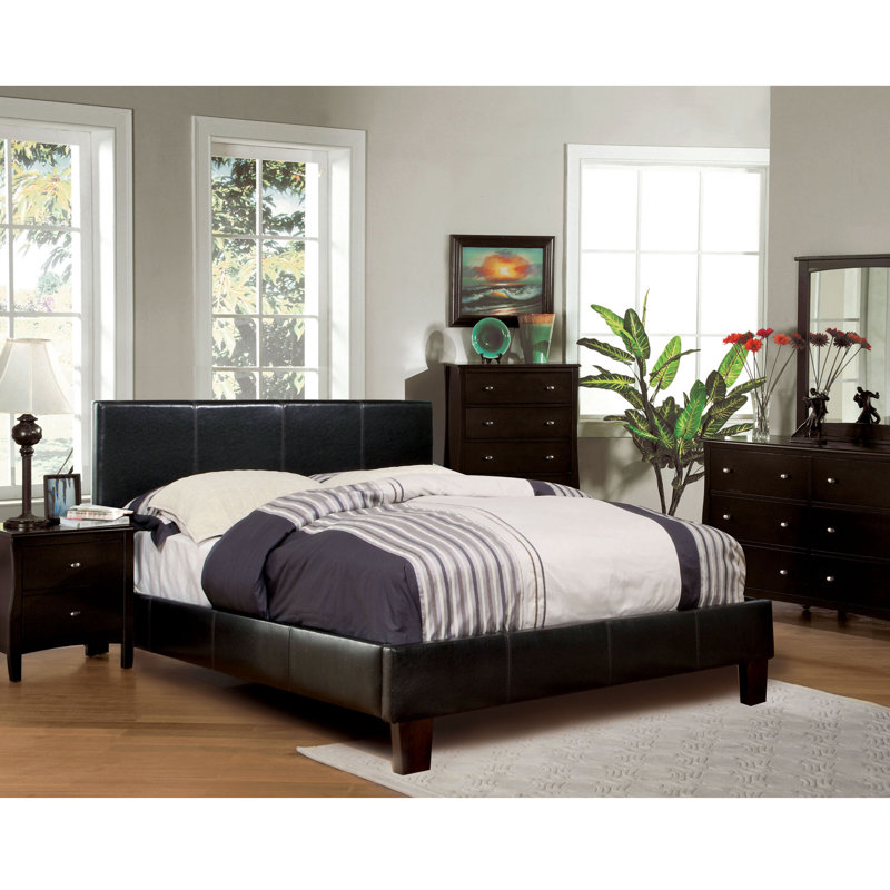 Vegan Leather Bed, Espresso, California King