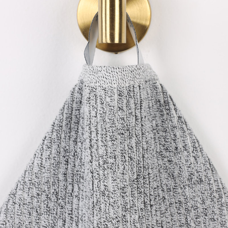 Essuie-mains nervurés en mélange de coton Destin, Gris anthracite