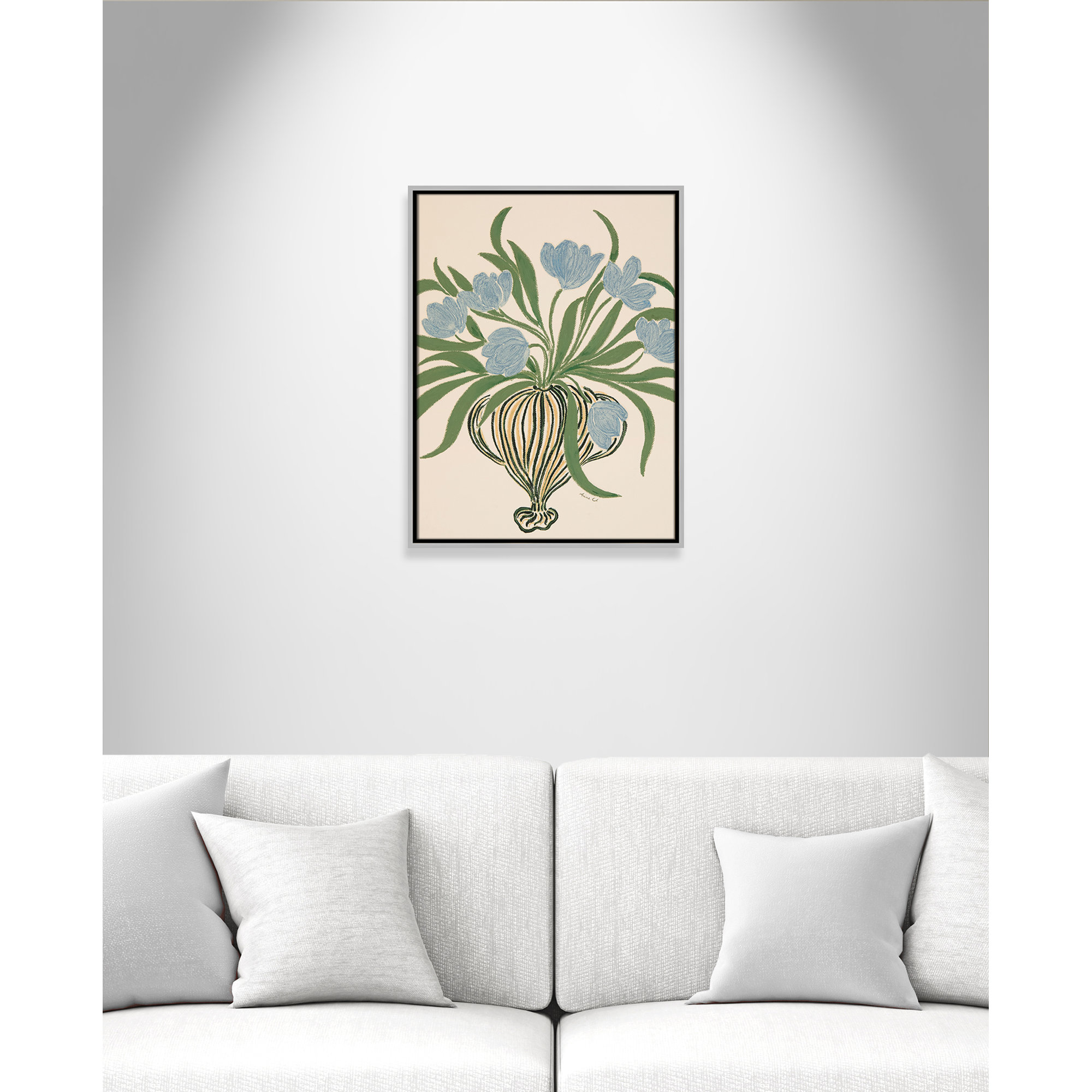 La Poire Blue Tulips Print by Camilla Bergqvist, 25.5" H x 19.5" W, Silver
