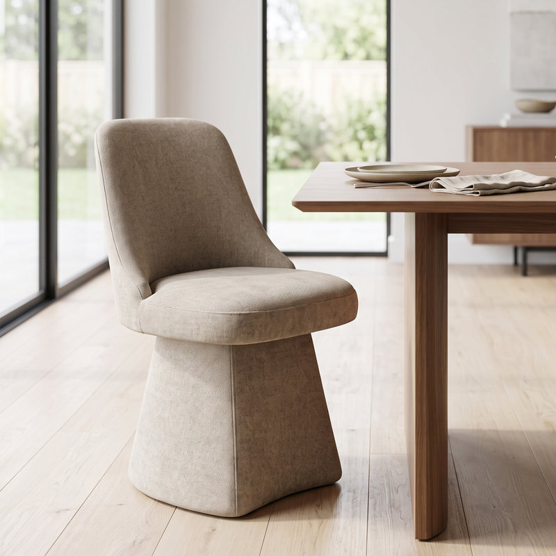 Chaise pivotante rembourrée en tissu, Kaki