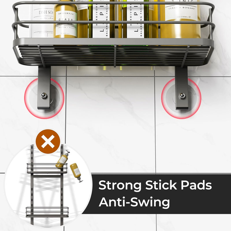 Serviteur de douche anti-balançoire à 4 niveaux réglable en hauteur, avec rangement pour les salles de bain organisées, Gris