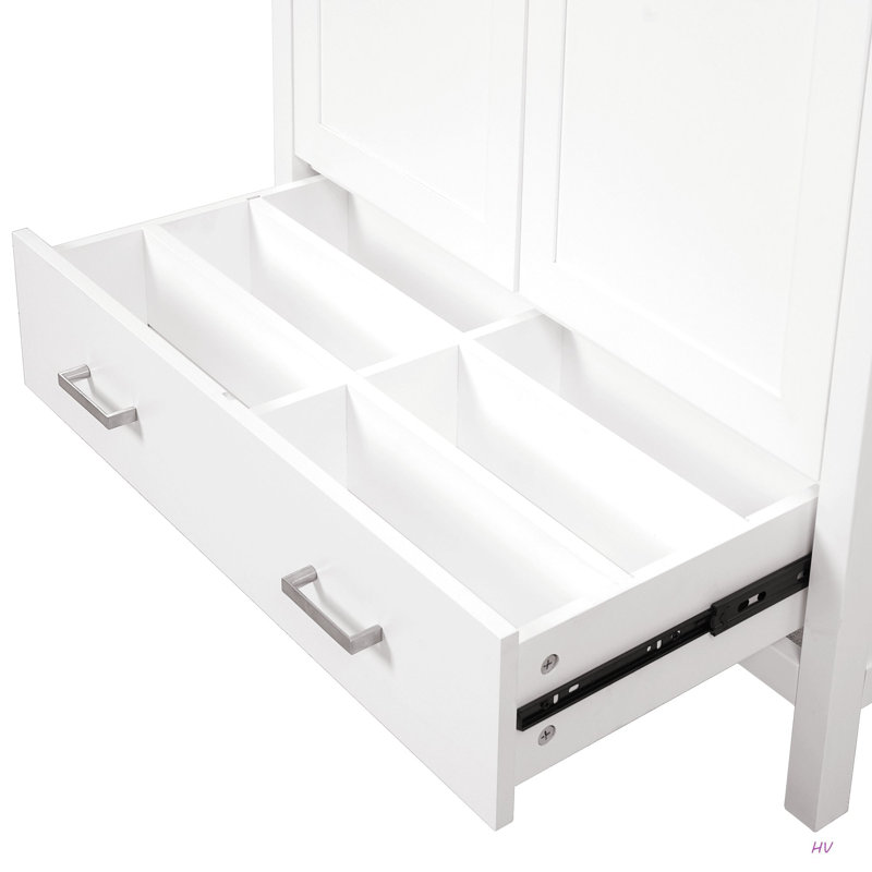 Meuble-lavabo de 36 po avec lavabo en céramique, portes à fermeture douce, tablettes de rangement doubles et tiroir divisé - Armoire de salle de bain moderne avec beaucoup de rangement