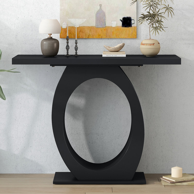 Console moderne et élégante avec base en forme d'œuf Mirod, Noir