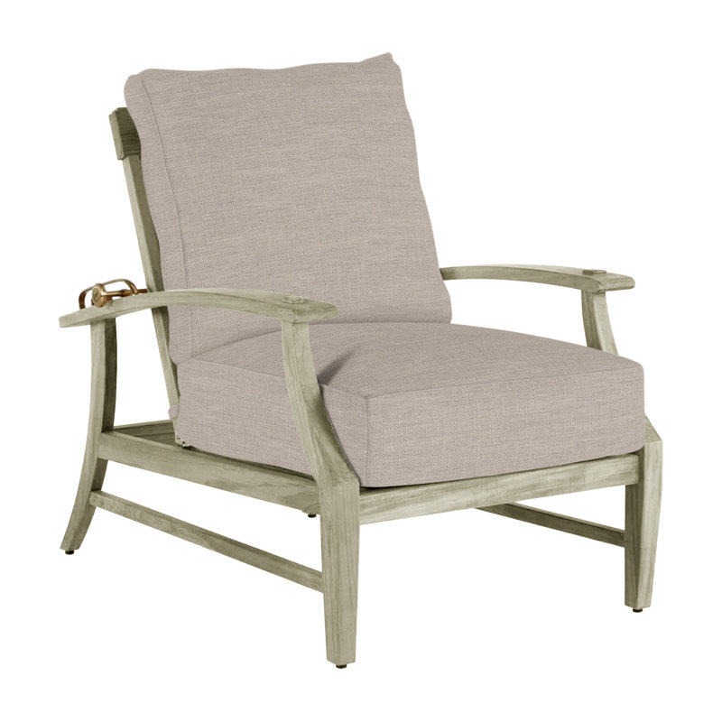 Croquet Teak Patio Chair with Cushions, Dove Sunbrella® Linen, Welt, Oyster Teak