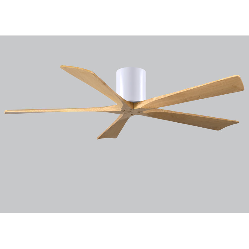 Ventilateur à pales encastré 5 pales Irene, Chrome poli, Finition du boîtier du ventilateur, Ton érable clair