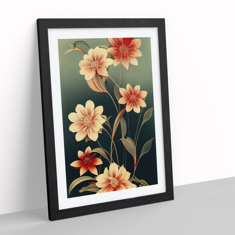 Boundless Flowers - Wall Art, Black Framed, 48cm H x 36cm W, White