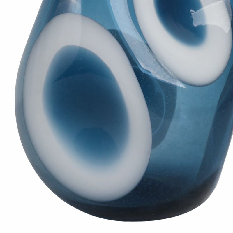 Curvy Polka Dot Glass Vase, Blue/White, 11" H x 8" W x 8" D