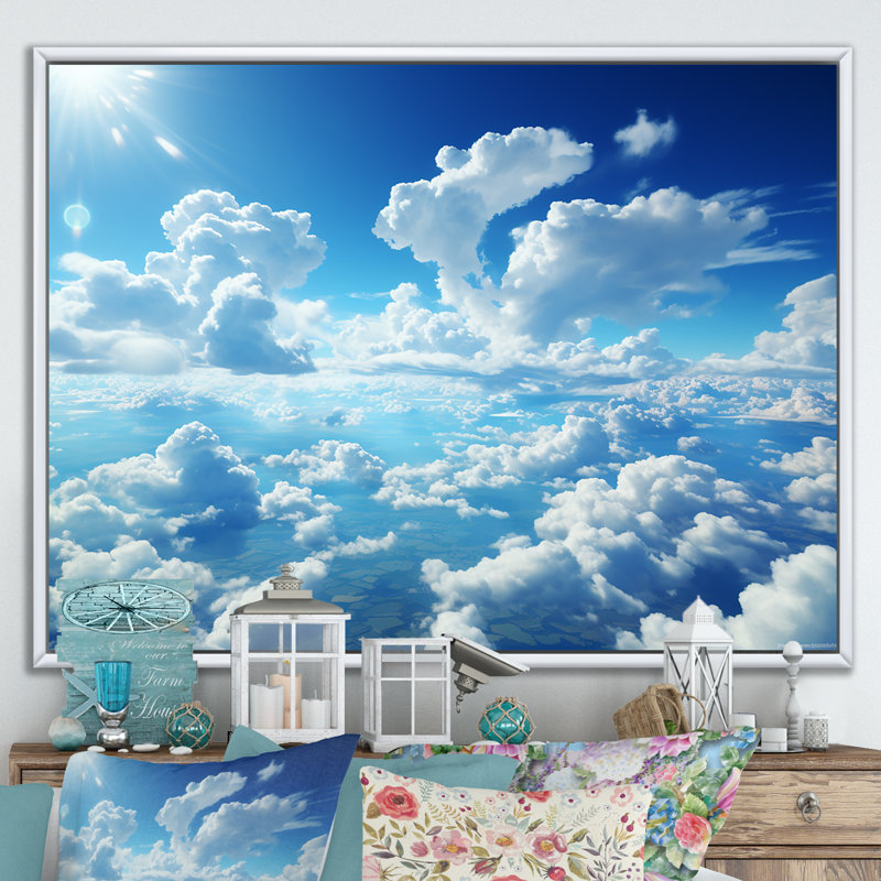 Calm Sky Embrace I - Sky Wall Art, White Floater Framed, 12" H x 20" W x 1" D