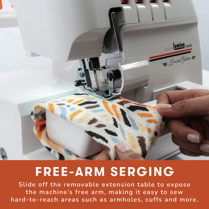 Lumina Moda White and Orange Heavy-Duty Serger Overlock Machine